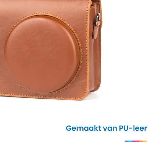 YONO Case geschikt voor Fujifilm Instax SQUARE SQ40 - Hoesje met Draagriem - Bruin