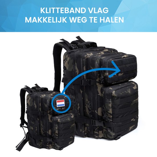 YONO Tactical Backpack Militaire Rugzak - Tactische Wandelrugzak Leger - 45L - Zwart Camouflage