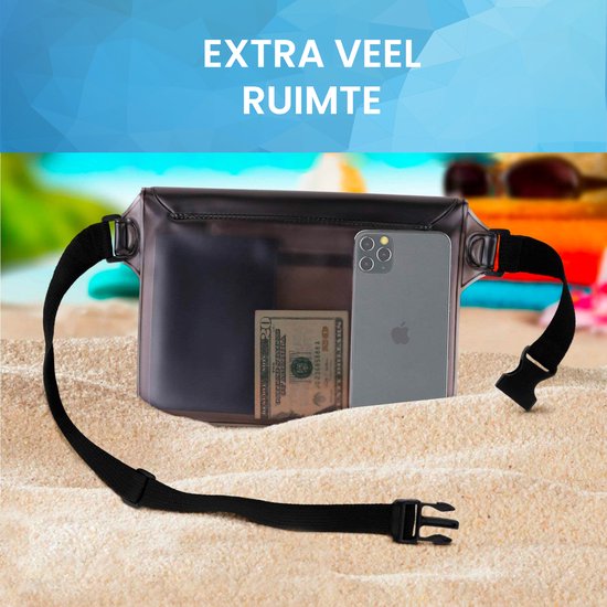 YONO Heuptasje Waterdicht - Fanny Pack Doorzichtig - Waterdichte Heuptas - Vakantie - Reizen - Festival - Dames en Heren - Donkergrijs