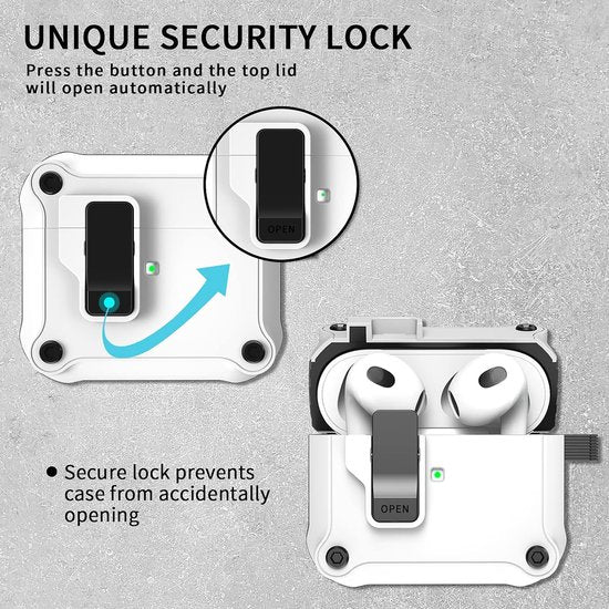 YONO Hoesje geschikt voor Apple Airpods 3 - Hard Case met Lock - Wit