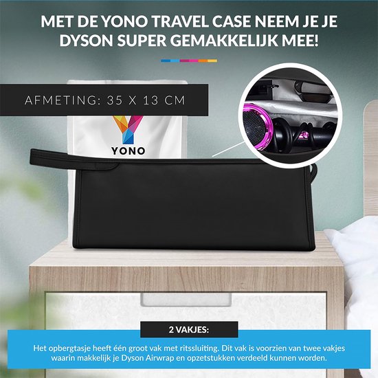 YONO Travel Case Tas geschikt voor Dyson Airwrap - Supersonic Fohn - Opbergtasje Haarstyler - Reistas Stijltang Opzetstukken - Zwart