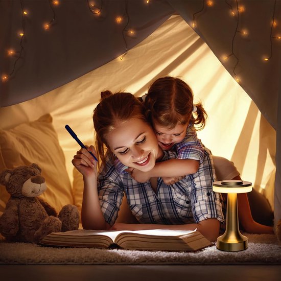 YONO Tafellamp Oplaadbaar - Lamp met Touch Functie - Slaapkamer - Woonkamer - Goud