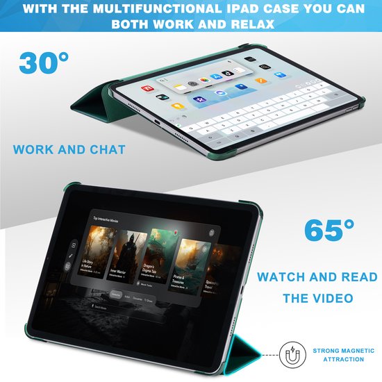 YONO Hoes geschikt voor iPad Air 2024 - 11 Inch - iPad Pro 2022 - 2021 - Case Cover - Tablet Hoesje - Donkergroen