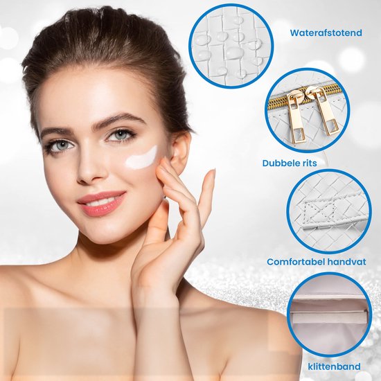 YONO Reis Make Up Tas - Toilettas Etui - Cosmetica Tas - Beauty Case Organizer - Large - Wit