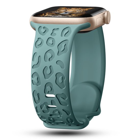 YONO Leopard Bandje geschikt voor Apple Watch - 41/40/38 mm - Siliconen Armband - Leisteen