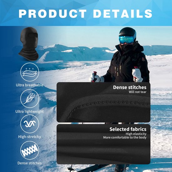 YONO Bivakmuts - Helmmuts - Balaclava voor Winter - Motor - Scooter - Fiets - Ski - Face Mask - Zwart