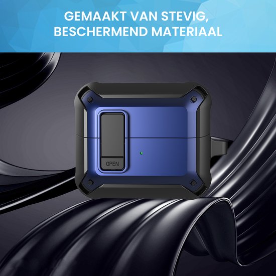 YONO Armor Hard Case geschikt voor Samsung Galaxy Buds 3 - 3 Pro - Hoesje met Lock - Donkerblauw