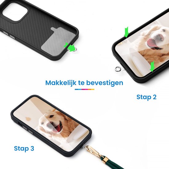 YONO Telefoonkoord Universeel - Telefoonketting Verstelbaar - GSM Koord - Nylon - Donkergroen