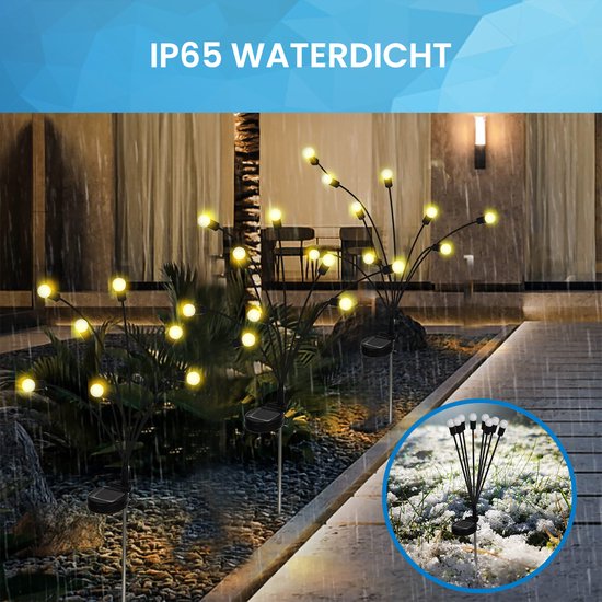 YONO Solar Tuinspot Vuurvliegjes voor Buiten - Tuinverlichting op Zonne Energie - Prikspot - Warm Wit - 2 stuks