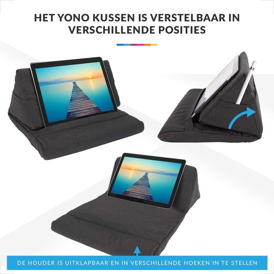 YONO Luxe Tablet Kussen - Houder Standaard Universeel geschikt voor iPad/Smartphone – Leeskussen – Boekstandaard – Zwart