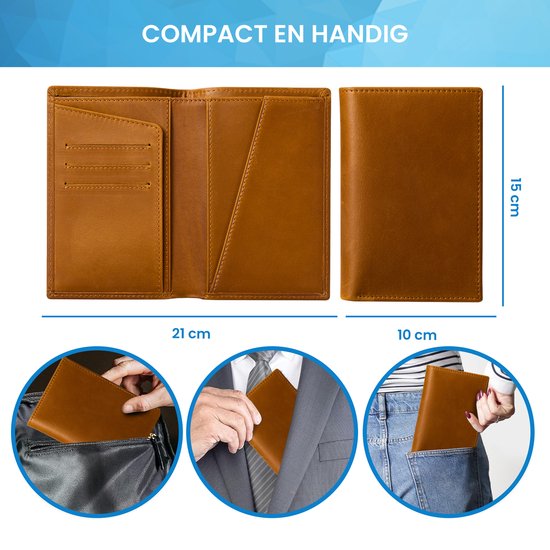 YONO Paspoort Hoesje - Paspoorthouder Leer - Houder - Cover - Mapje - Bruin