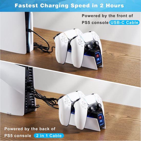 YONO Oplaadstation geschikt voor Playstation PS5 DualSense Controller - Dual Oplader - Charging Dock - Accessoires - Wit