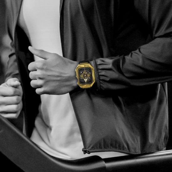 YONO Luxe Band geschikt voor Apple Watch Series 44 / 45 mm - RVS Horlogebandje - Stainless Steel met Siliconen Strap - Goud