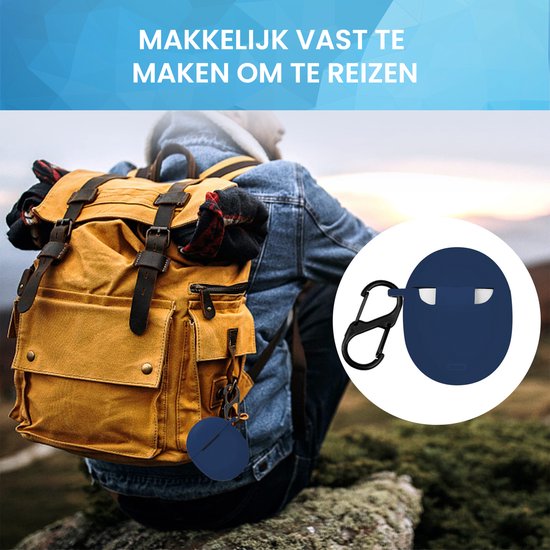 YONO Hoesje geschikt voor Google Pixel Buds Pro (2022) - Siliconen Draadloze Oordopjes Case met Clip – Donkerblauw