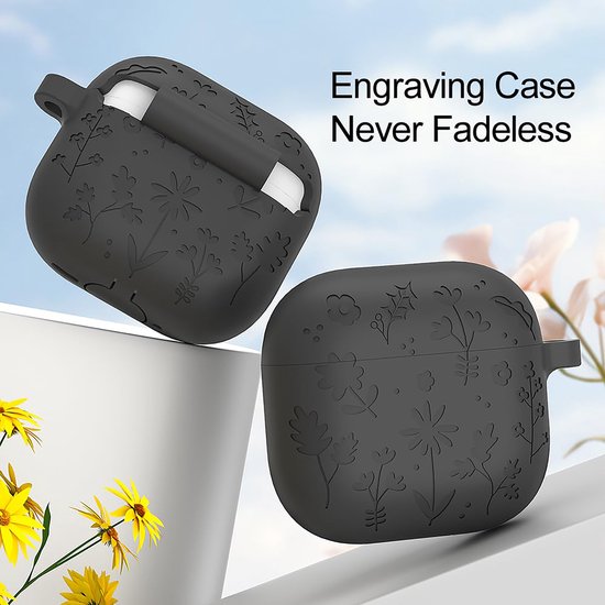 YONO Hoesje geschikt voor Airpods 4 - Case - Special Siliconen - Zwart