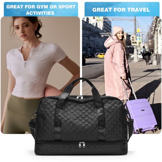 YONO Reistas Handbagage - Weekendtas 50x30x25 - Duffel Bag - Dames - Heren - Zwart