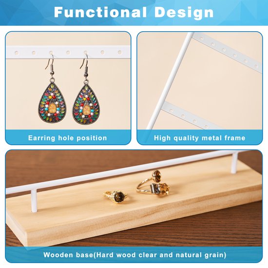 YONO Oorbellenrekje - Sieradenrekje - Oorbellen - Organizer - Sieradenhouder - Opbergen - 40 gaatjes - Wit