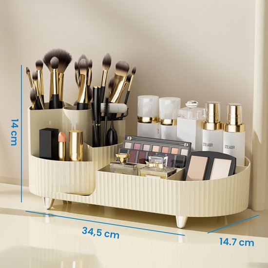 YONO Make Up Organizer Staand - Opbergsysteem voor Skincare / Parfum / Cosmetica / Lippenstift / Nagellak / Beauty Houder - Ivoorkleur