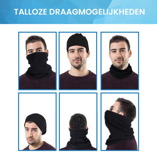 YONO Nekwarmer - Colsjaal Fleece - Heren en Dames - One Size - Zwart