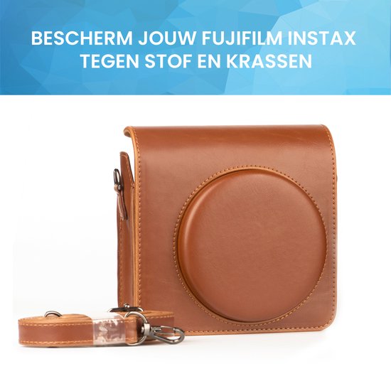 YONO Case geschikt voor Fujifilm Instax SQUARE SQ40 - Hoesje met Draagriem - Bruin