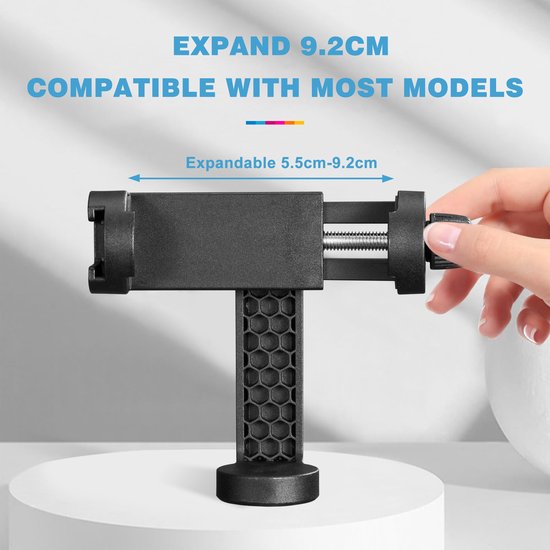 YONO 360º Draaibare Telefoonhouder voor Statief - Universeel met Cold Shoe Mount - Voor Smartphones tot 7 Inch - Zwart