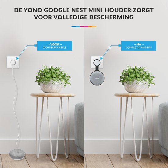 YONO Houder geschikt voor Google Nest Mini – Wall Mount – Zwart