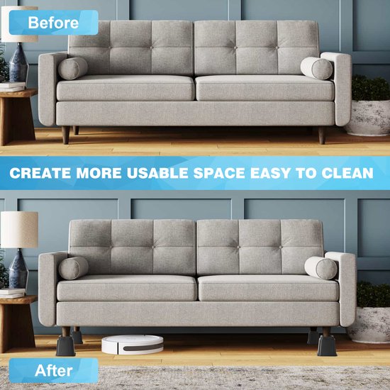 YONO Meubelverhogers - 8 Verhogers Stapelbaar - Bedverhoger - Tafelverhoger - Tafelpoot - Meubel Verhoger - Zwart