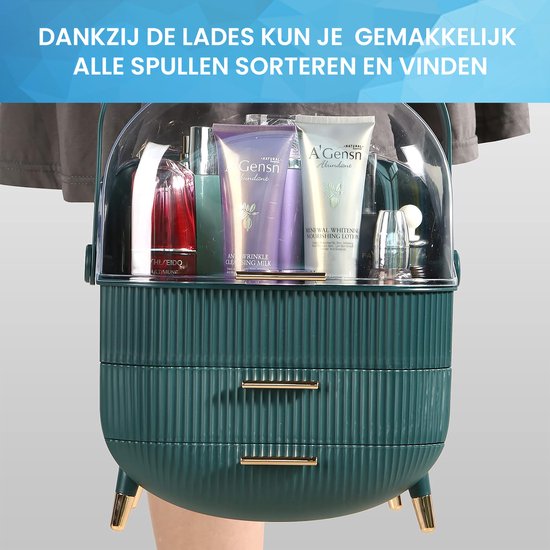 YONO Make Up Organizer Ladekast - Opbergdoos voor Skincare en Sieraden - XL - Donkergroen