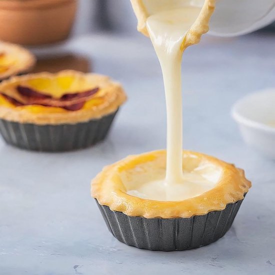 YONO Tartelettevormen - Mini Taartvormpjes 10 cm - Tartelette Bakvorm - Quichevormpjes met Losse Bodem - 8 Stuks