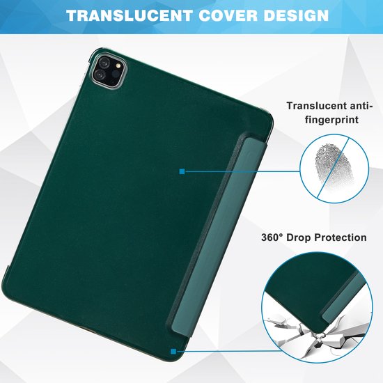 YONO Hoes geschikt voor iPad Air 2024 - 11 Inch - iPad Pro 2022 - 2021 - Case Cover - Tablet Hoesje - Donkergroen