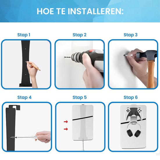 YONO Muurbeugel geschikt voor Playstation 5 SLIM - Wall Mount Beugel Houder voor PS5 en Accessoires - Zwart