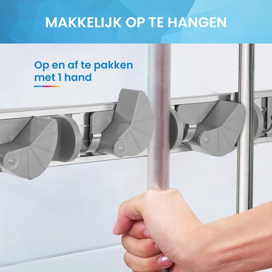 YONO Bezem Ophangsysteem - Bezemhouder - Klem met Haak - Stelen - Borstels - Tuingereedschap