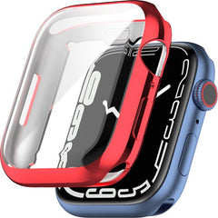 YONO Full Cover Bumper geschikt voor Apple Watch Series 7 / 8 / 9 (45 mm) - Screen Protector Hoesje iWatch - Rood