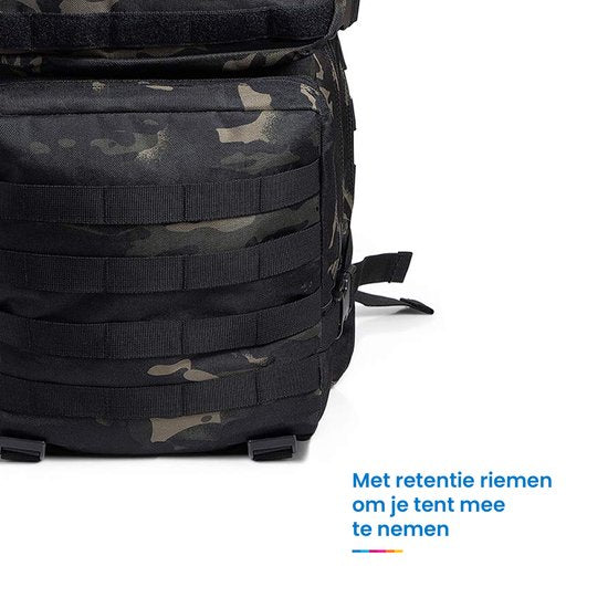YONO Tactical Backpack Militaire Rugzak - Tactische Wandelrugzak Leger - 45L - Zwart Camouflage