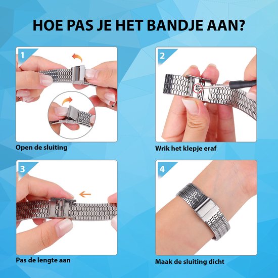 YONO Miami Schakel Bandje 20mm - Metalen Horlogebandje geschikt voor Samsung Galaxy Watch 7/6/5 / Pro / 4 / 3 / Active 2 - Polar Ignite / Unite – Huawei - Zilver / Zwart