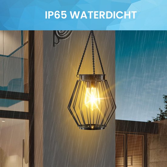 YONO Solar Lantaarns voor Buiten - Tuinverlichting op Zonne Energie - Tuin Lamp Lantaarn Hangend - Warm Wit - 2 Stuks