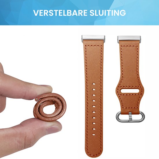 YONO Leer Bandje geschikt voor Fitbit Versa 4 / 3 - Luxe Leren Armband - Bruin