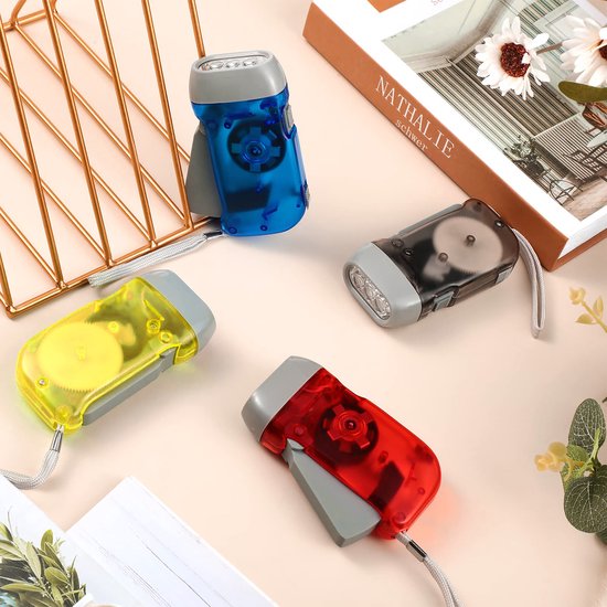YONO Led Knijpkat Set - met Dynamo Oplaadbaar - Opwindbare Zaklampen - Handmatig Zonder Batterij Opwindbaar - 8 Stuks