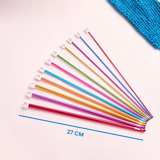 YONO Tunische Haaknaalden - Breinaalden met Knop - Tunisch Haken - Tunisian Crochet - 11 Stuks