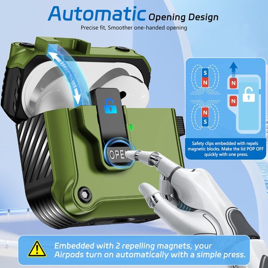 YONO Hoesje geschikt voor Airpods 4 - Case - Lock - Donkergroen