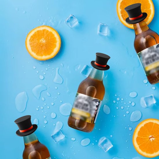 Wijnstopper Hoed - Wijnstop Grappig - Flessenstop - Wijndop - Flesafsluiter - Zwart