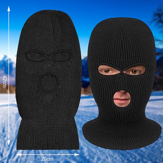 YONO Bivakmuts 3 Gaten - Balaclava Driegaats Muts - Ski Mask - Heren - Dames - Zwart