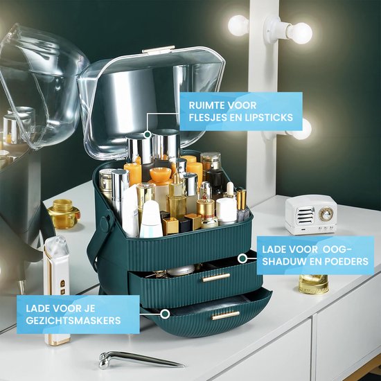 YONO Make Up Organizer Ladekast - Opbergdoos voor Skincare en Sieraden - XL - Donkergroen
