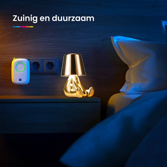 YONO Decoratieve Tafellamp Oplaadbaar - Nachtlampje Slaapkamer - Bureaulamp Woonkamer - Woondecoratie Beelden en Figuren - Wie - Goud