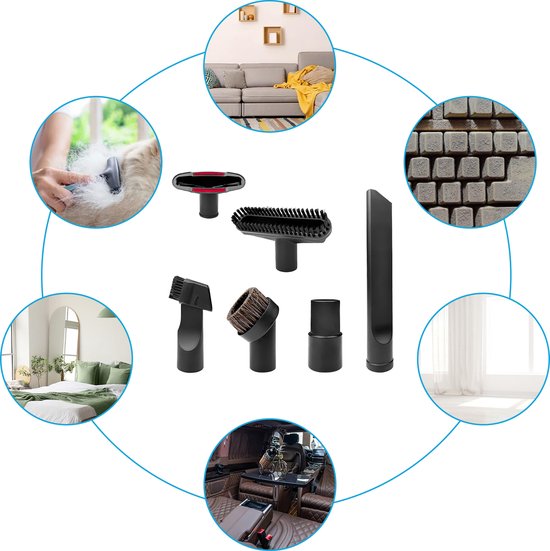 YONO Stofzuiger Zuigmond Set - 6 Stuks - Universeel Opzetstuk - geschikt voor Miele - Philips - AEG - Karcher - Bosch - Borstel - Mondstuk - Hulpstukken - Onderdelen