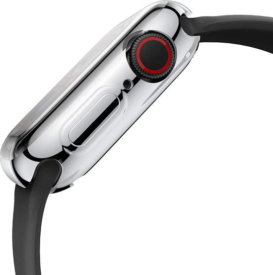 Bumper geschikt voor Apple Watch 40mm series 4/5/6 – Siliconen Case Screenprotector Hoesje – Zilver