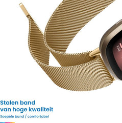 YONO Milanees Bandje geschikt voor Fitbit Versa 4 / Sense 2 – Rose Gold – Small