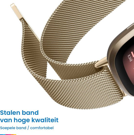 YONO Milanees Bandje geschikt voor Fitbit Versa 4 / Sense 2 – Champagne – Large