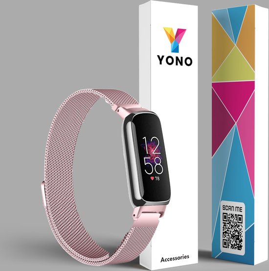 YONO Milanees Bandje geschikt voor Fitbit Inspire 3 - Stalen Milanese Band - Horlogeband / Polsband / Armband - Roze