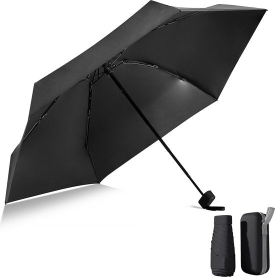 YONO Mini Paraplu Opvouwbaar - Kleine Zak Regenscherm - Zonneparaplu UV Bescherming - Zwart